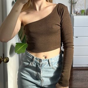 PRINCESS POLLY off the shoulder ribbed shirt